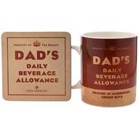 Civil Defence Dad's Daily Beverage Mug And Coaster Set, White