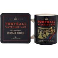 Civil Defence Football Watching Mug And Coaster Set, White
