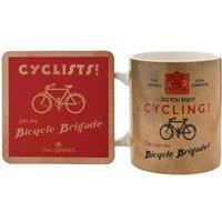 Civil Defence Bicycle Brigade Mug And Coaster Set, White