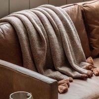 Crossland Grove Knitted Border Tassel Throw Rust 1300X1700Mm