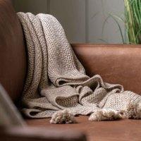 Crossland Grove Knitted Tassel Throw Natural 1300X1700Mm