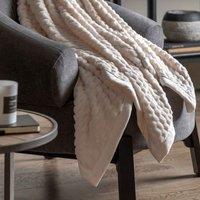 Crossland Grove Jacquard Velvet Knitted Throw Natural 1500X2000Mm