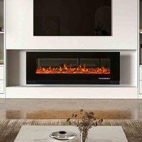 Garden Sanctuary 50 Inch 1800W Black Wall Mounted Electric Fireplace With Touch Screen, Black