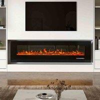 Garden Sanctuary 72 Inch 1800W Black Wall Mounted Electric Fireplace With Touch Screen, Black