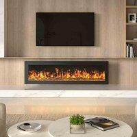 Garden Sanctuary 50 Inch 1800W Black Freestanding Modern Electric Fireplace With Remote Control, Black