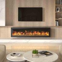 Garden Sanctuary 60 Inch 1800W Black Freestanding Modern Electric Fireplace With Remote Control, Black