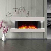 Garden Sanctuary 50 Inch 2000W White Electric Fireplace With Wooden Mantel, White