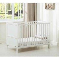 MCC Orlando Cotbed White Wooden Baby Cot Bed With Mattress, White