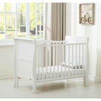 MCC Savannah Sleigh Wooden Baby Cot Bed With Mattress White, White