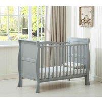 MCC Savannah Sleigh Wooden Baby Cot Bed With Mattress Grey, Grey