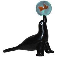 Objets d'art Objets D'art Miniature Glass Figurine - Sea Lion With Fish