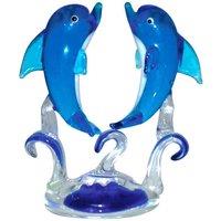 Objets d'art Objets D'art Miniature Glass Figurine - Dolphins