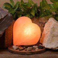 Serenity Heart Shaped Salt Lamp With Wooden Base