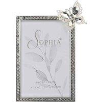Sophia Crystal Photo Frame With Butterfly 4inch X 6inch, Silver