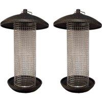 Gardelle Large Hanging Steel Bird Nut Feeder set Of 2 , Black