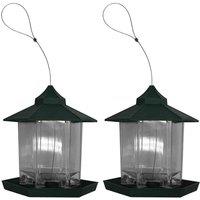 Gardelle Green Chalet Bird Seed & Nut Feeders set Of 2 , Green