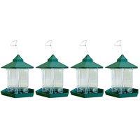 Gardelle Green Chalet Bird Seed & Nut Feeders set Of 4 , Green