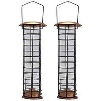 Gardelle Large Copper Style Hanging Bird Suet Fat Ball Feeder set Of 2 , Gold