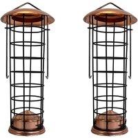 Gardelle 2 X Copper Style Hanging Bird Suet Fat Ball Feeder, Gold