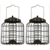 Gardelle Heavy Duty Squirrel Proof Hanging Bird Suet Fat Ball Feeder set Of 2 , Brown