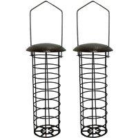 Gardelle Hanging Fatball Bird Feeder For Gardelle Metal Bird Feeding Stations set Of 2 , Brown