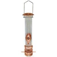 Gardelle Copper Style Hanging Bird Seed Feeder With 4 Feeding Ports, Gold