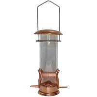 Gardelle Copper Style Hanging Bird Seed Feeder With 2 Feeding Ports, Gold