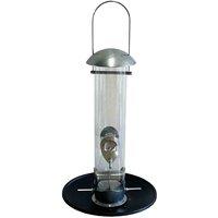 Gardelle Heavy Duty Aluminium Bird Seed Feeder With Seed Catcher Tray, Silver