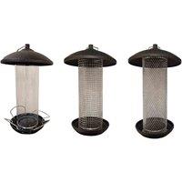 Gardelle Large Hanging Steel Bird Feeders Seed Nut And Suet set Of 3 , Black