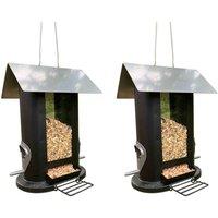 Gardelle Wentworth Bird Seed Feeder With 4 Feeding Ports set Of 2 , Black