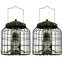 Gardelle Heavy Duty Squirrel Proof Hanging Bird Seed Feeder set Of 2 , Brown