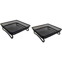 Gardelle Metal Ground Bird Feeder Seed & Nut Tray pack Of 2 , Black