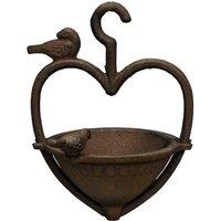 Gardelle Vintage Hanging Bird Seed Feeder Cast Iron Heart Shape, Brown