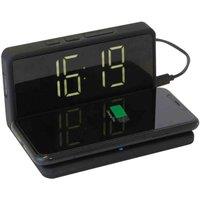 RED5 Wireless Phone Charging Alarm Clock Black, Black