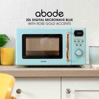 Abode AMD2004GRG 20L Digital Microwave In Blue With Rose Gold Accent, Blue