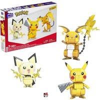 Mega Bloks Mega Pokemon Action Figures Toy Building Set 4 Inch Pikachu Raichu And Pichu, Yellow