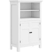 HOMCOM Modern Bathroom Storage Cabinet w/ Open Shelves, White, White