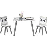 ZONEKIZ Kids Table and Chair Set, Toddler Table w/ 2 Chairs, Grey, Grey