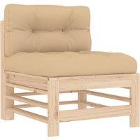 vidaXL Middle Sofa with Cushions Solid Wood Pine, Brown
