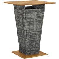 vidaXL Bar Table Grey 80x80x110 cm Poly Rattan and Solid Acacia Wood, Grey