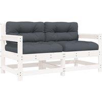 vidaXL Garden Chairs with Cushions 2 pcs White Solid Wood Pine, White