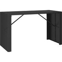 vidaXL Bar Table with Glass Top Black 185x80x110 cm Poly Rattan, Black