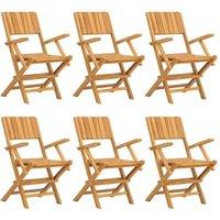 vidaXL Folding Garden Chairs 6 pcs 55x61x90 cm Solid Wood Teak, Brown