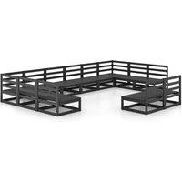 vidaXL 12 Piece Garden Lounge Set Solid Pinewood, Black