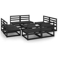 vidaXL 9 Piece Garden Lounge Set Black Solid Pinewood, Black