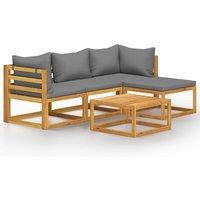 vidaXL 5 Piece Garden Lounge Set with Cushions Solid Wood Acacia (UK/IE/FI/NO only), Brown