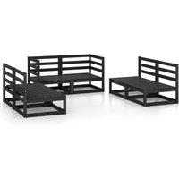 vidaXL 6 Piece Garden Lounge Set Black Solid Pinewood, Black