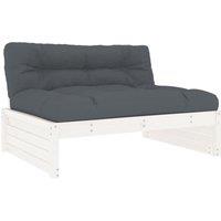 vidaXL Middle Sofa White 120x80 cm Solid Wood Pine, White