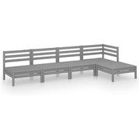 vidaXL 5 Piece Garden Lounge Set Solid Pinewood Grey, Grey