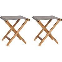 vidaXL Folding Chairs 2 pcs Solid Teak Wood and Fabric Dark Grey, Grey